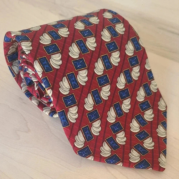 🇮🇹VALENTINO  Vintage Red Silk Tie - Picture 4 of 11